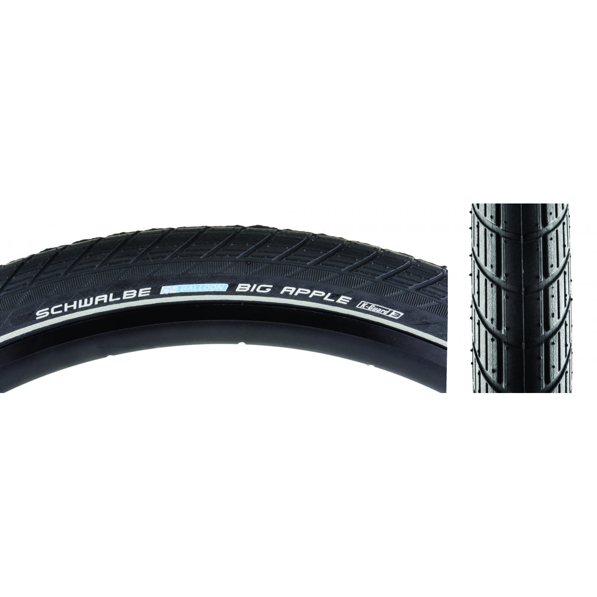 SCHWALBE TIRE SWB BIG APPLE 26x2.15 ACTIVE TWIN K-GUARD BK/BK/REF SBC WIRE - SCHWALBE