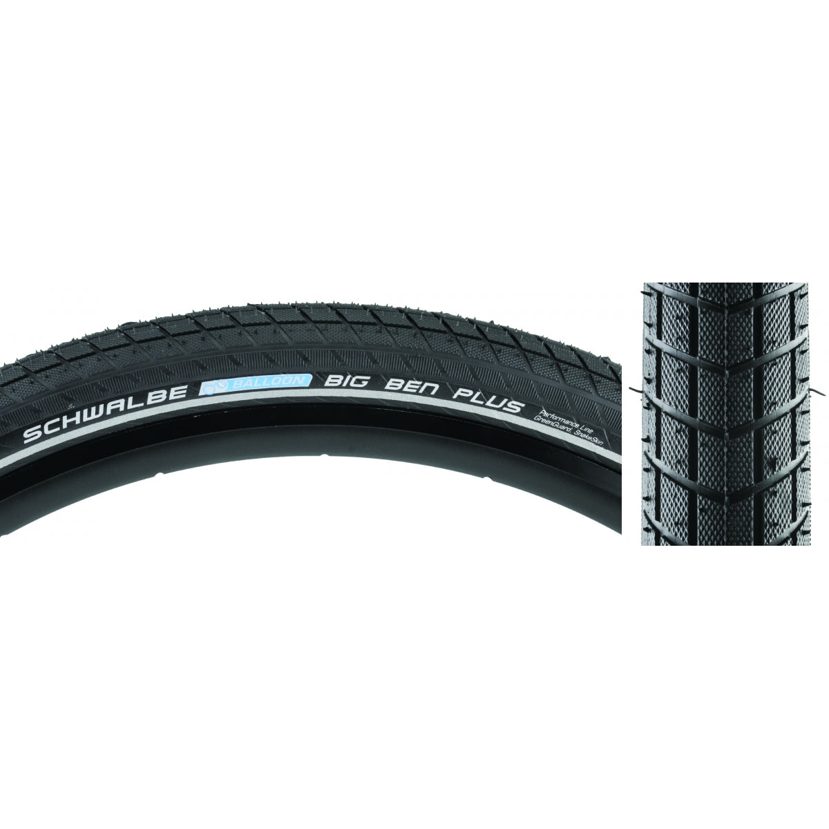 SCHWALBE TIRE SWB BIG BEN PLUS 26x2.15 PERF SS GN-GUARD BK/BSK/REF ENDURANCE E50 WIRE - SCHWALBE