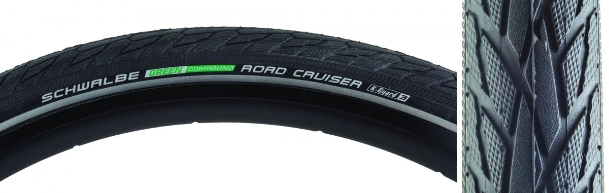 SCHWALBE TIRE SWB ROAD CRUISER 700x47 (28x1.75) ACTIVE TWIN K-GUARD BK/BSK/REF GN-COMPOUND WIRE - SCHWALBE