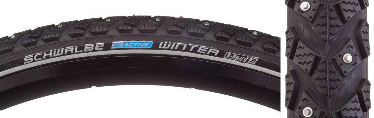 SCHWALBE TIRE SWB WINTER 700x35 ACTIVE TWIN K-GUARD BK/BSK/REF 120-STUD-SNOW WIRE - SCHWALBE