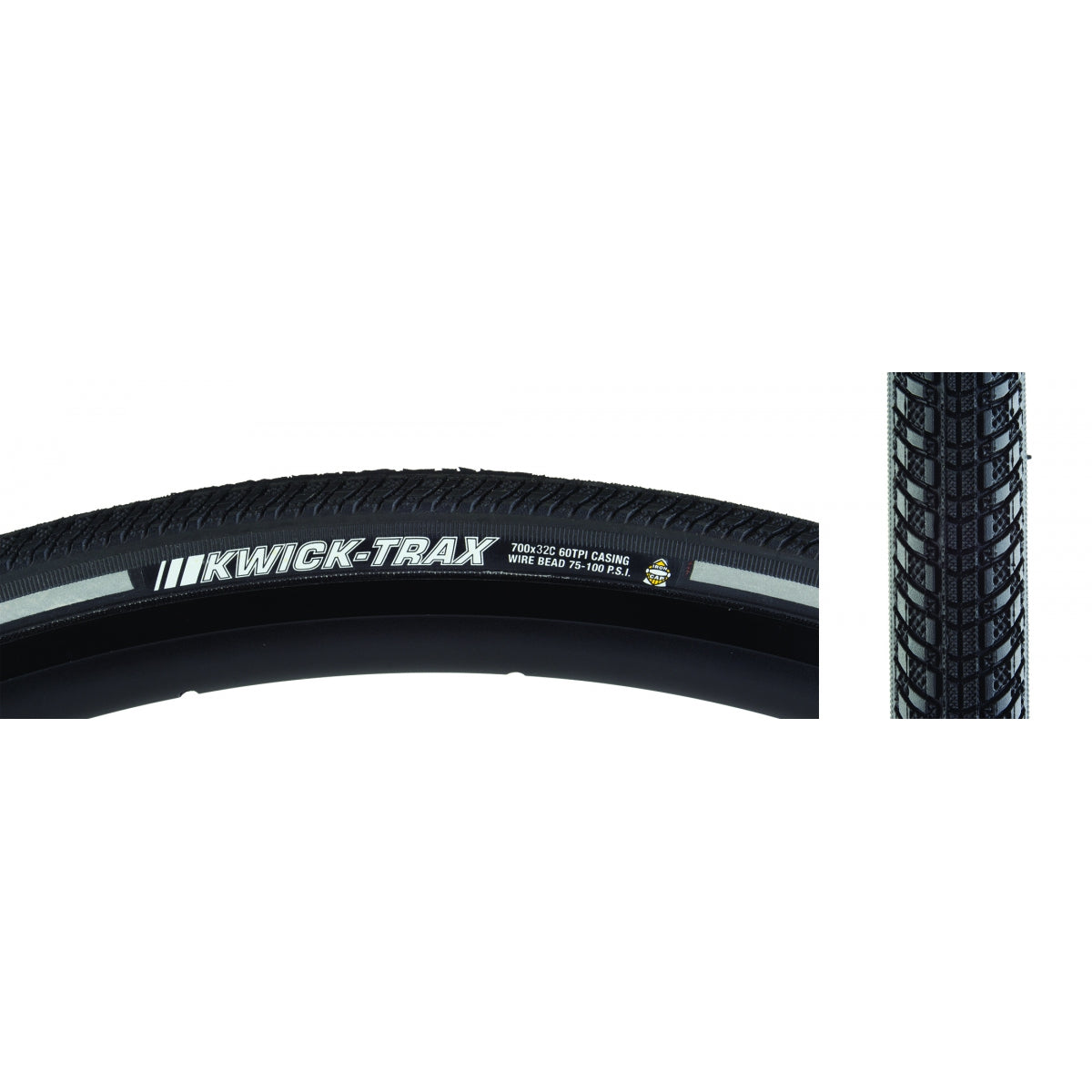 KENDA TIRE KEN KWICK TRAX 700x32 BK/BK/REF SRC/ICAP/60 WIRE 85psi - KENDA