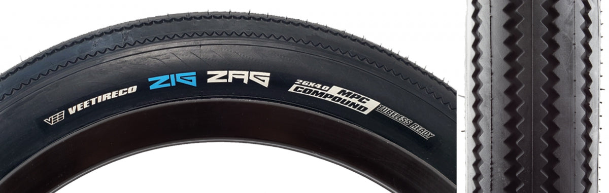 VEE TIRE & RUBBER TIRE VEE ZIGZAG 26x4.0 BK/BK FOLD/72 - VEE TIRE & RUBBER