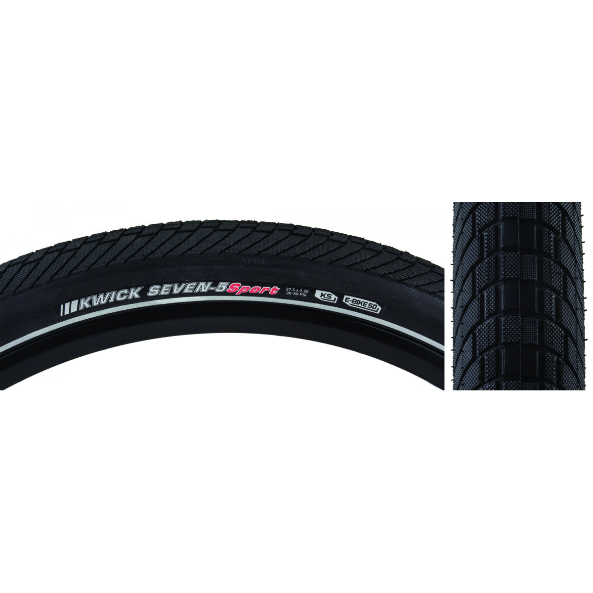 KENDA TIRE KEN KWICK SEVEN.5 SPORT 27.5x2.2 BK/BK/REF SRC/KS/60 WIRE 50psi E50 - KENDA