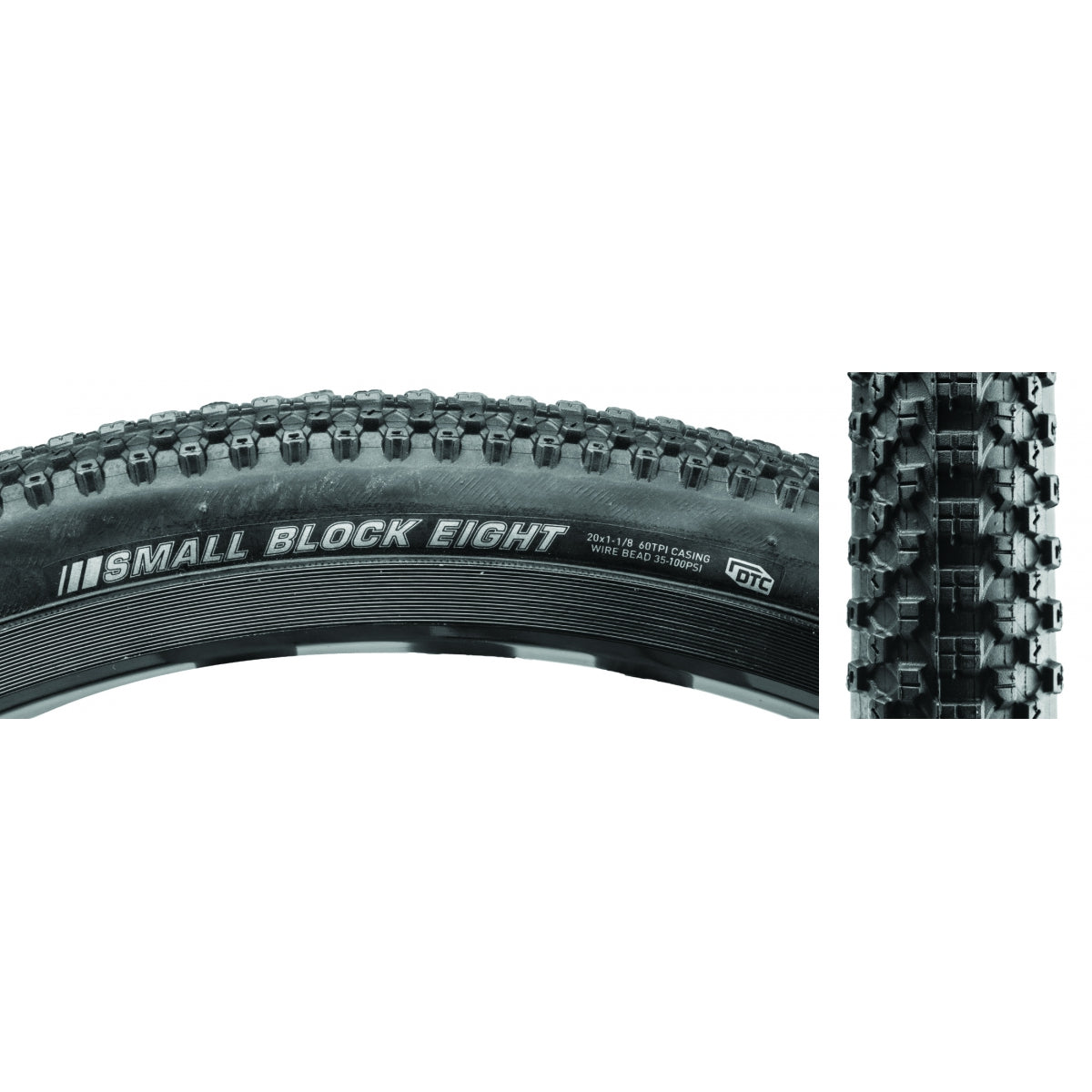 KENDA TIRE KEN SMALL BLOCK 8 SPORT 20x1-1/8 BK/BK DTC/60 WIRE 100psi - KENDA
