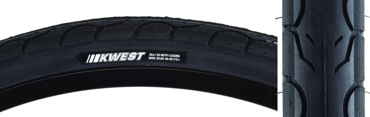 KENDA TIRE KEN KWEST 26x1.5 BK/BK SRC/60 WIRE 65psi - KENDA