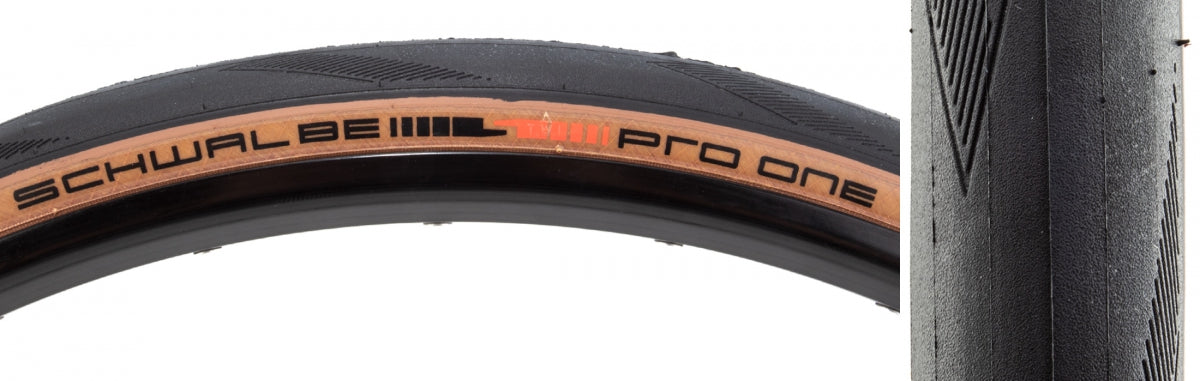 SCHWALBE TIRE SWB PRO ONE 700x25 EVO S-RACE V-GUARD BK/TAN ADDIX RACE FOLD - SCHWALBE