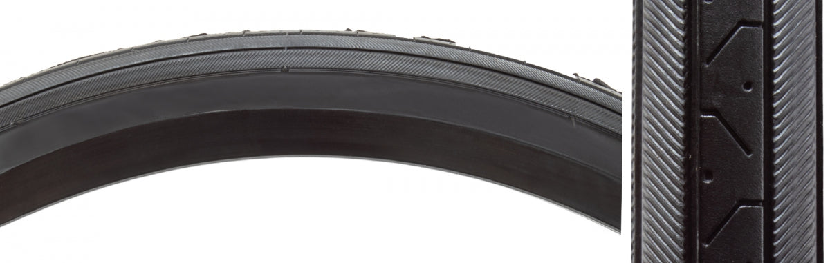 SUNLITE TIRE SUNLT UTILIT 27x1-1/4 BK/BK RD RAISED CTR H424 75psi WIRE - SUNLITE