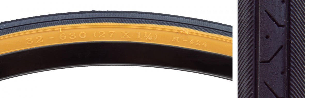 SUNLITE TIRE SUNLT UTILIT 27x1-1/4 BK/GW RD RAISED CTR H424 75psi WIRE - SUNLITE