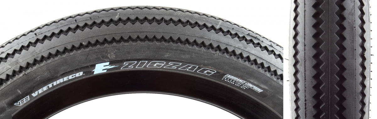 VEE TIRE & RUBBER TIRE VEE ZIGZAG 20x4.0 BK/BK WIRE/26 ENDURO/OVER RIDE E50 - VEE TIRE & RUBBER