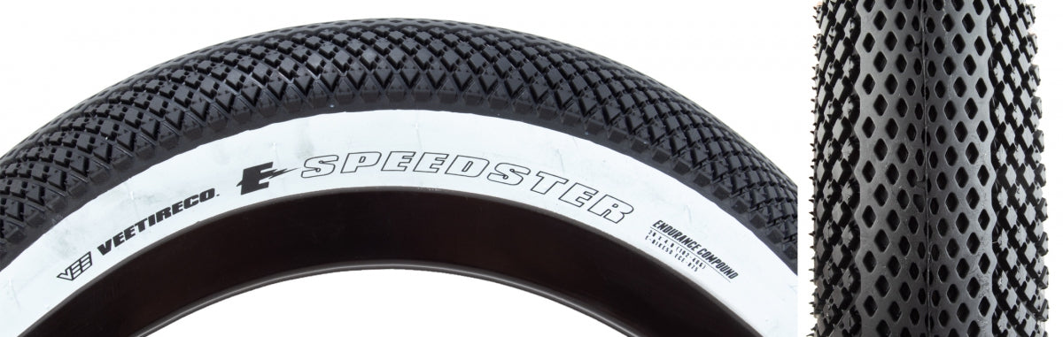 VEE TIRE & RUBBER TIRE VEE SPEEDSTER 20x4.0 BK/WH WIRE/26 ENDURO/OVER RIDE E50 - VEE TIRE & RUBBER