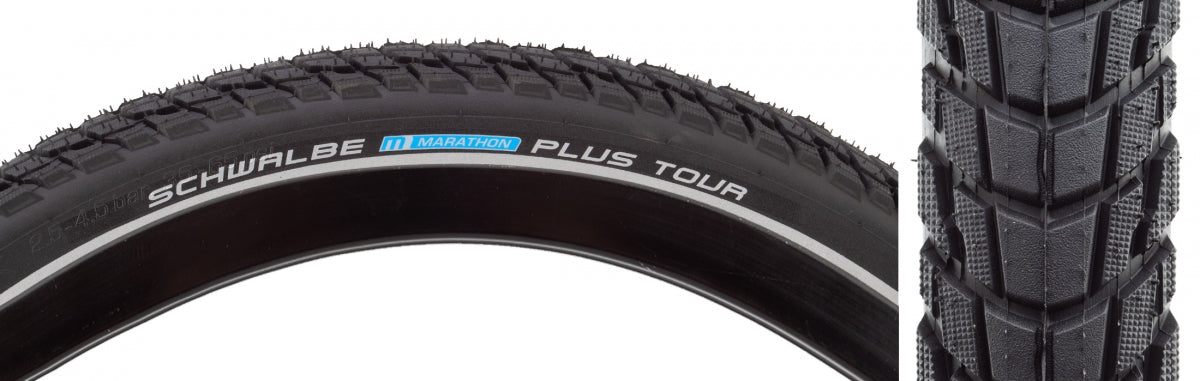SCHWALBE TIRE SWB MARATHON PLUS TOUR 26x2.0 PERF SM-GUARD BK/BK/REF ADDIX E50 WIRE - SCHWALBE