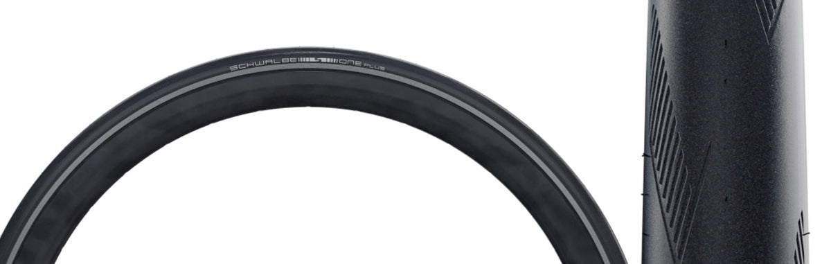 SCHWALBE TIRE SWB ONE PLUS 700x25 PERF TWIN SKIN SM-GUARD BK/BK/REF ADDIX E25 WIRE - SCHWALBE