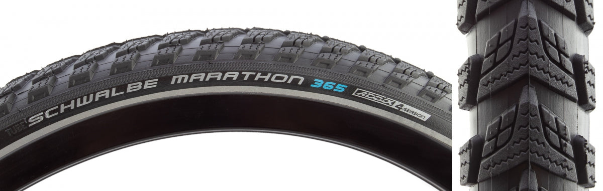 SCHWALBE TIRE SWB MARATHON 365 700x35 PERF TWIN SKIN GN-GUARD BK/BK/REF ADDIX 4SEASON E50 WIRE - SCHWALBE