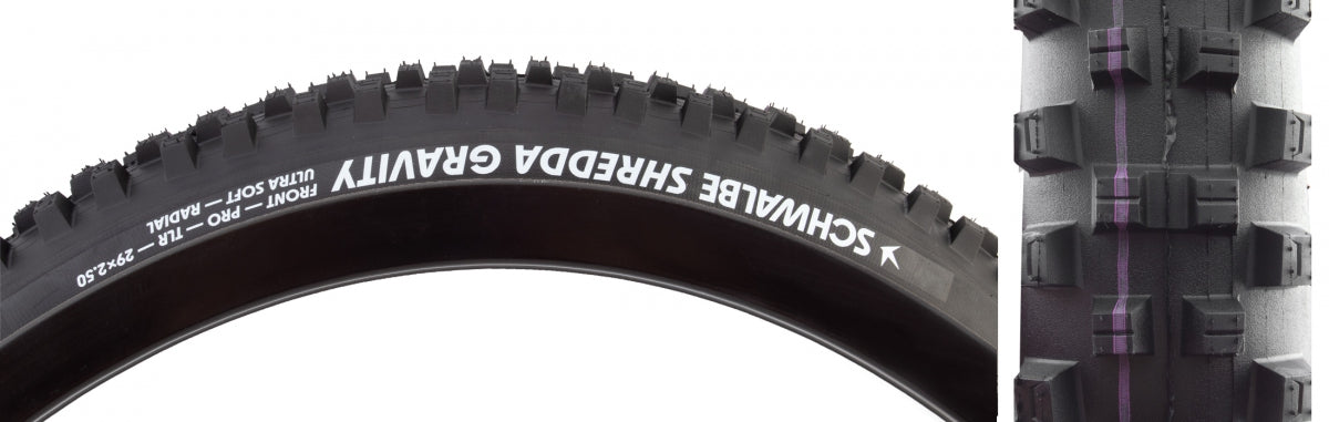 SCHWALBE TIRE SWB SHREDDA Front 29x2.5 EVO GRAVITY PRO RADIAL BK/BSK ADDIX U-SOFront TLR E50 FOLD - SCHWALBE
