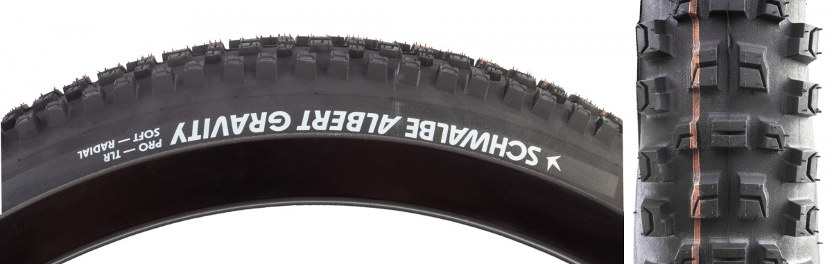 SCHWALBE TIRE SWB ALBERT 27.5x2.6 EVO GRAVITY PRO RADIAL BK/BSK ADDIX SOFront TLR E50 FOLD - SCHWALBE