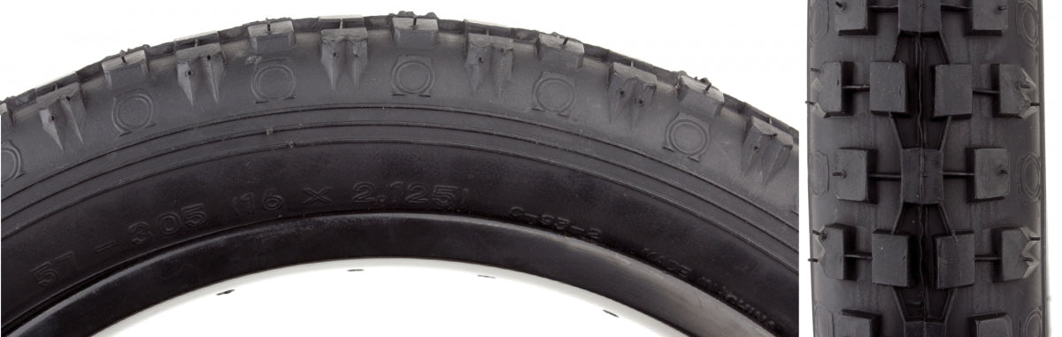 SUNLITE TIRE SUNLT 16x2.125 CST93 BK/Black KNOBBY WIRE - SUNLITE