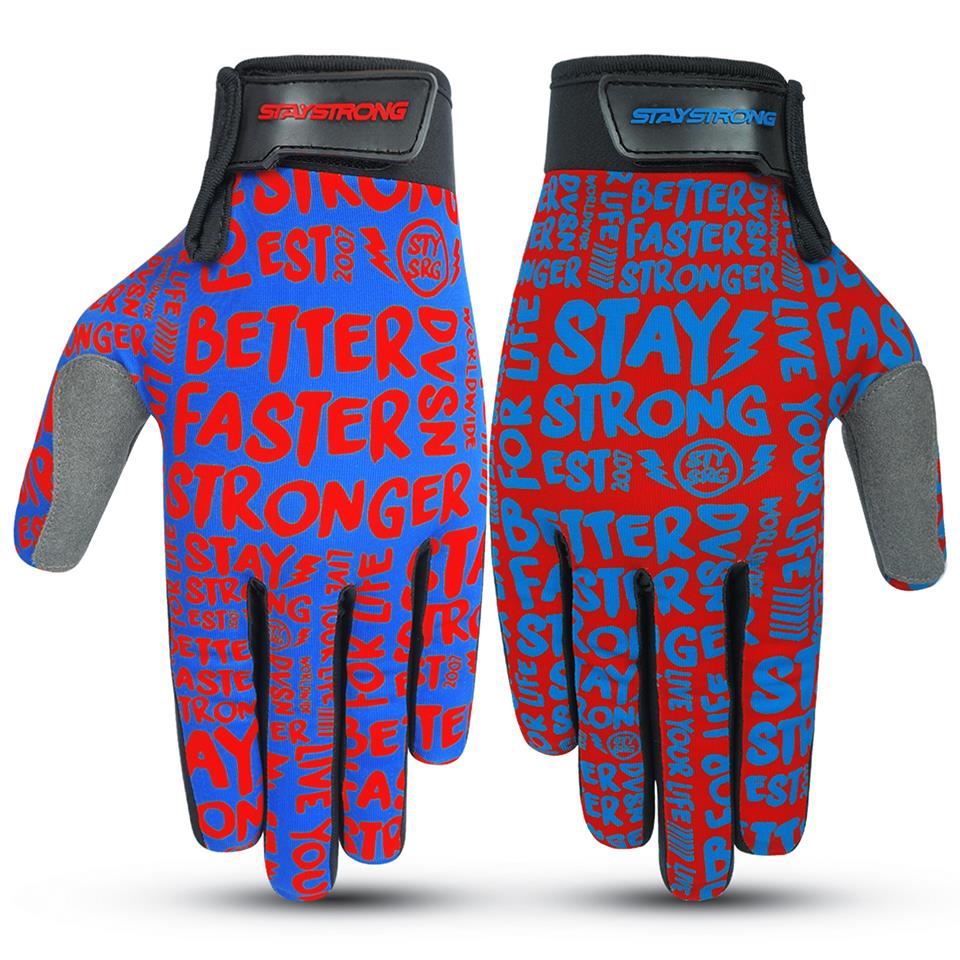 Stay Strong Sketch Gloves - Red/Blue available at 5150bmx.com