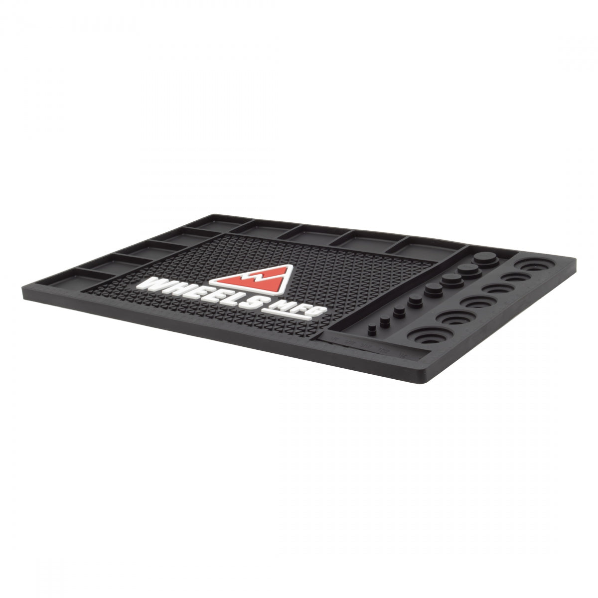 WHEELS MANUFACTURING TOOL MAT WMFG BENCH-TOP w/BEARING SIZE GUIDE 12x12.75in BK - WHEELS MANUFACTURING