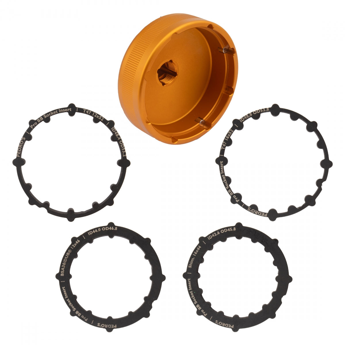 PEDROS TOOL BB PEDROS PRO SOCKET CUP SET 5pc w/SOCKET CUP/INSERT SHI-16x44/BSA30/FOR DUB-12x46/T47-16x52/12x52 - PEDROS