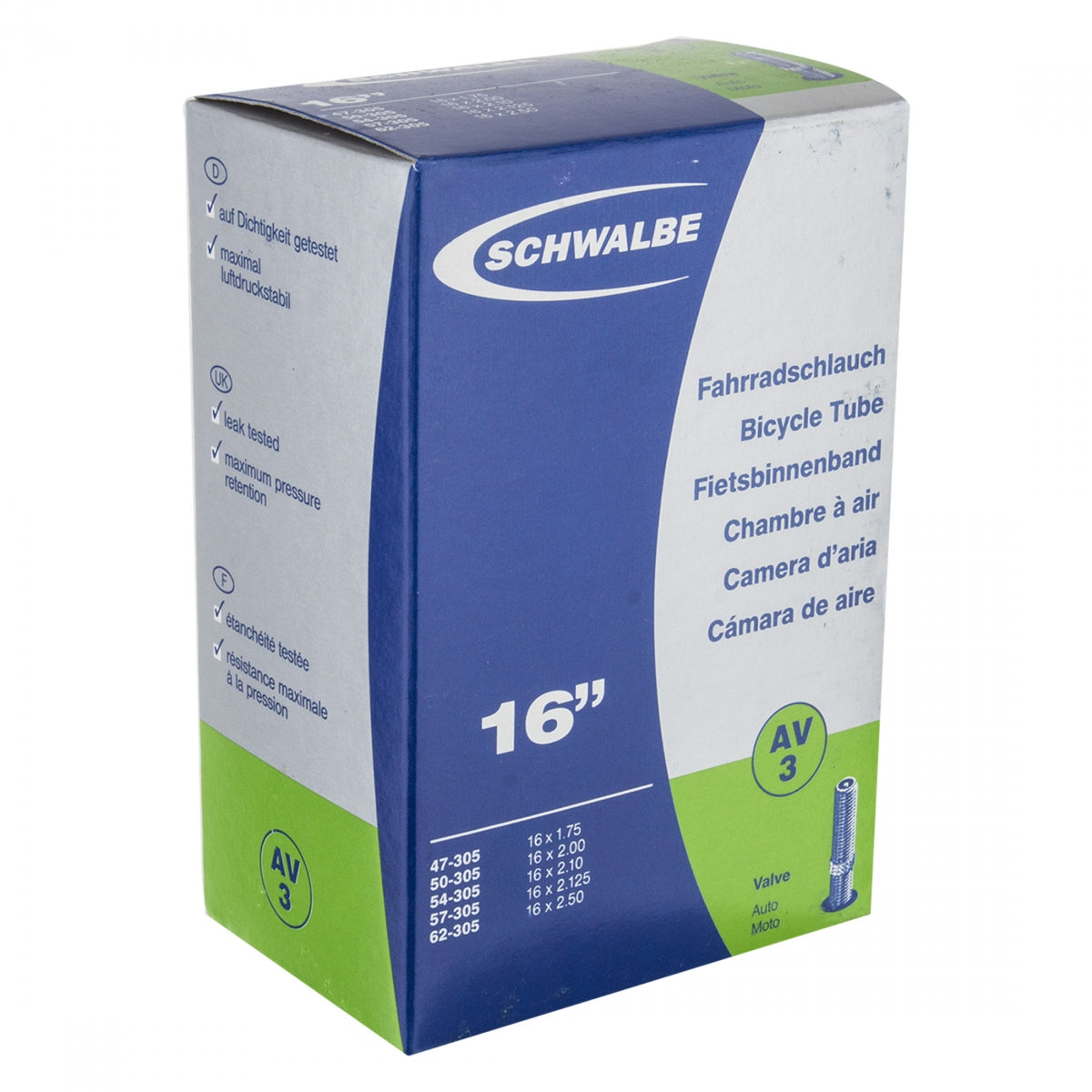 SCHWALBE TUBE SCHWALBE 16 305x47/62 SV 40mm - SCHWALBE