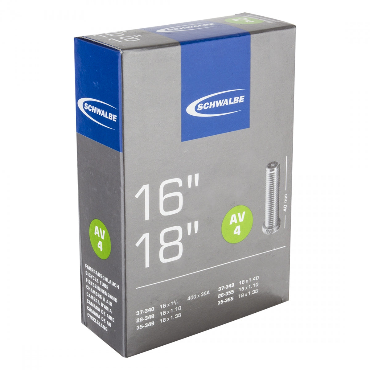 SCHWALBE TUBE SCHWALBE 18 340/355x28/37 SV 40mm - SCHWALBE