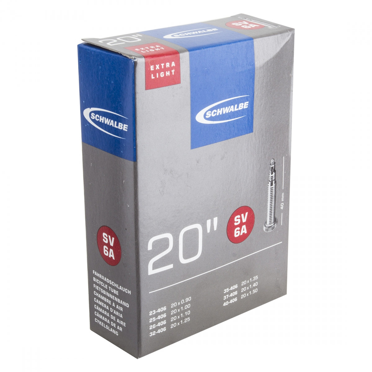 SCHWALBE TUBE SCHWALBE 20 406x23/40 EXTRA LIGHT PV 40mm - SCHWALBE