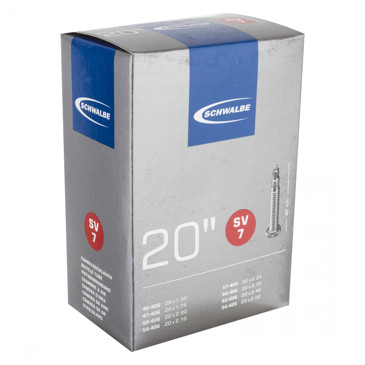 SCHWALBE TUBE SCHWALBE 20 406x40/62 PV 40mm - SCHWALBE