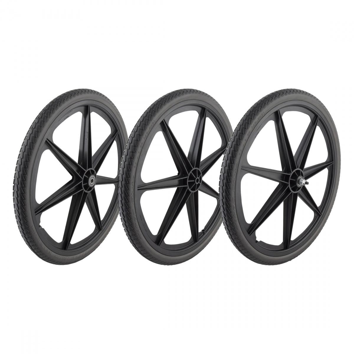 WHEEL MASTER TRIKE MAG WHL SET 24 BK F/Rear-DRIVE & IDLER W/SUNLITE SOLID FLATFREE TIRES INSTALLED - WHEEL MASTER