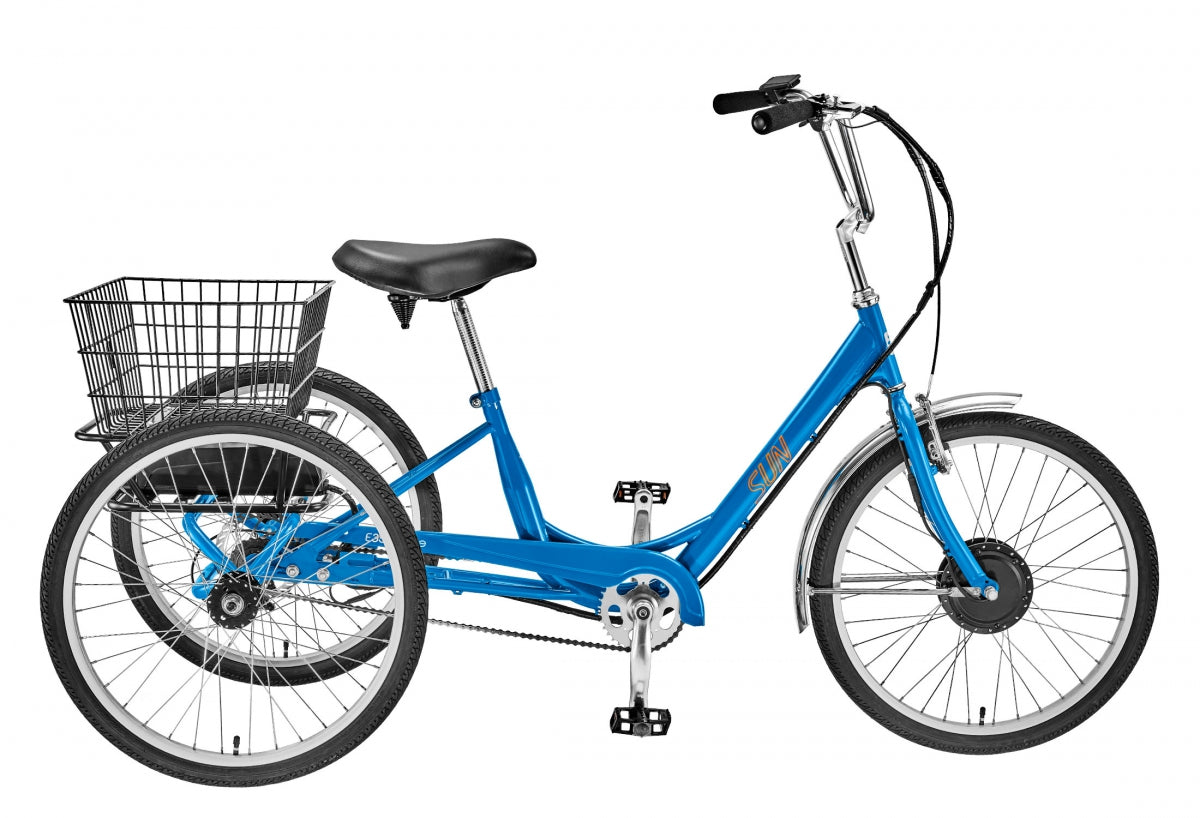 SUN BICYCLES TRIKE SUN ADULT E350-B1 R-BU 24 E-ASSIST 1sp w/BK BASKET - SUN BICYCLES