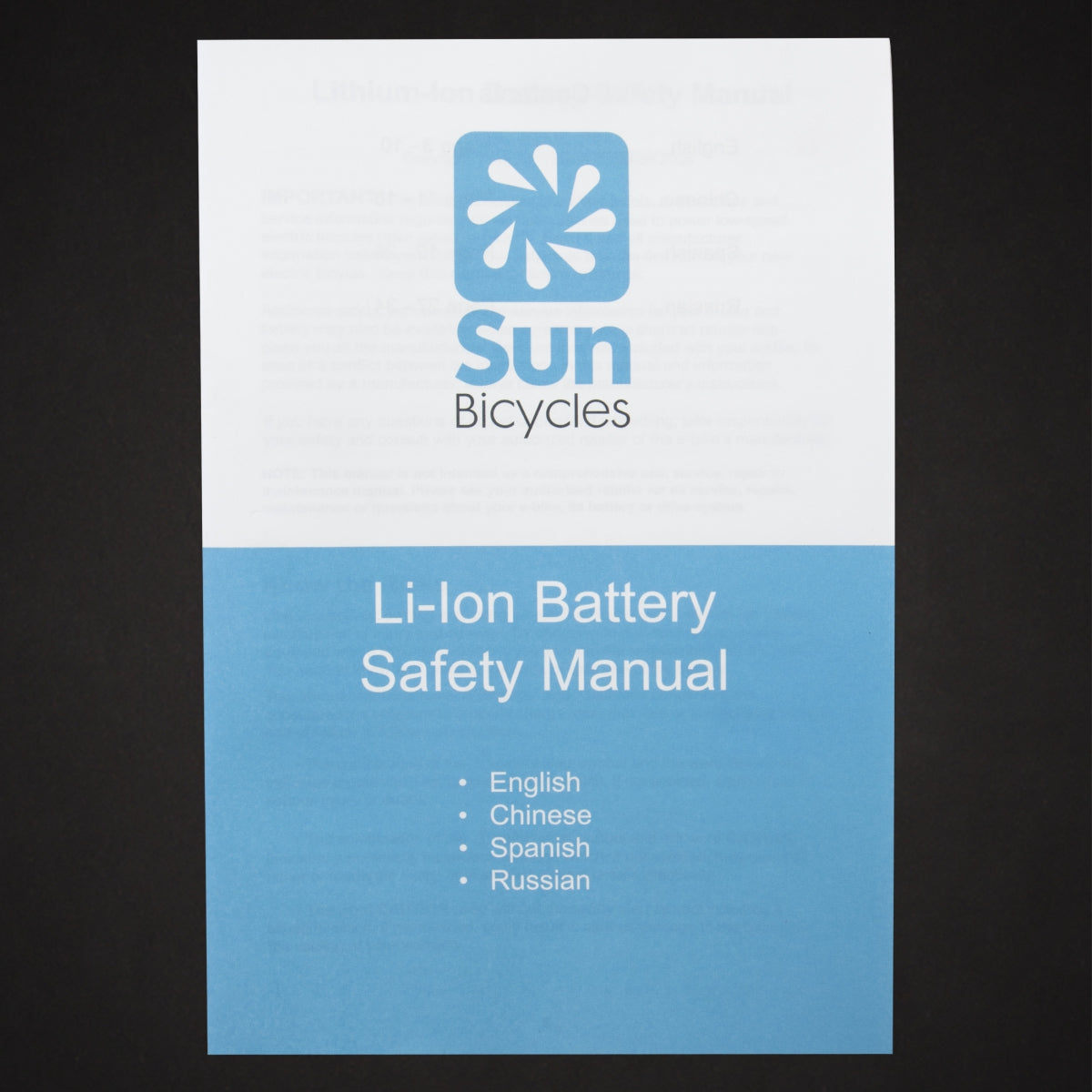 SUN BICYCLES MANUAL SUN REP BATTERY SAFETY ALL - SUN BICYCLES