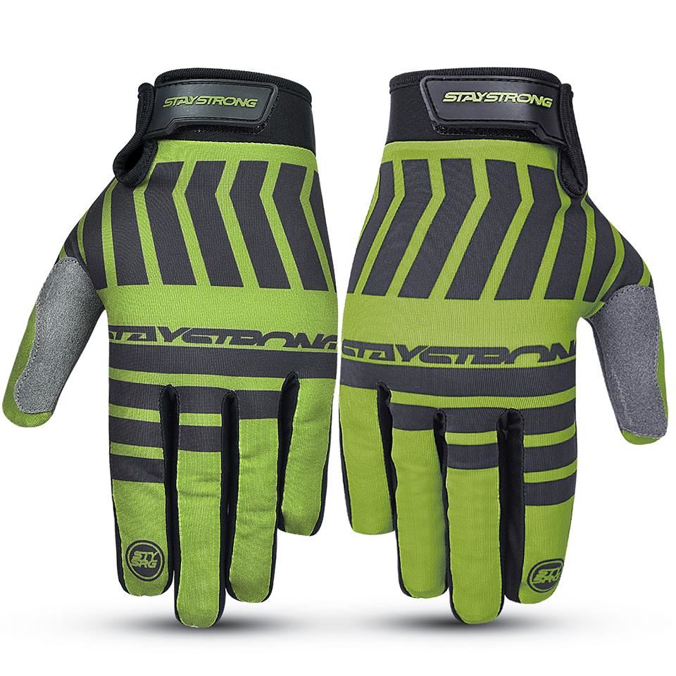 Stay Strong Chev Stripe Youth Gloves - Green available at 5150bmx.com
