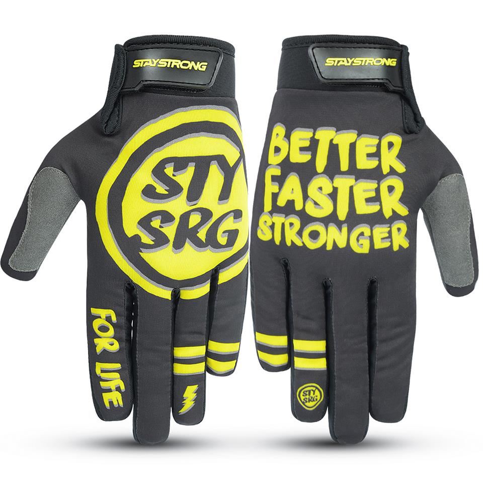 Stay Strong Rough BFS Gloves - Black/Yellow available at 5150bmx.com