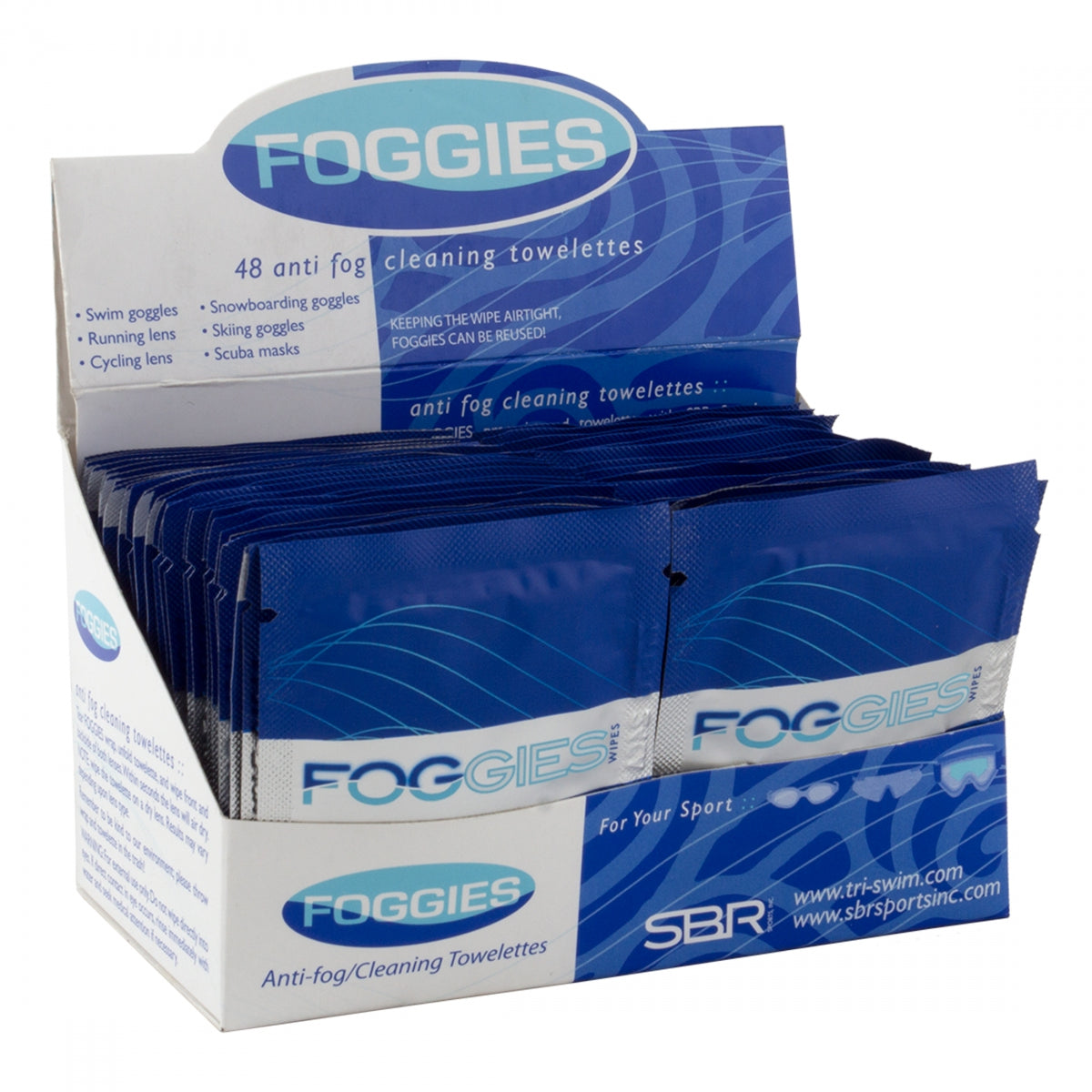 SBR SPORTS CLEANER SBR SPORTS FOGGIES ANTIFOG WIPE BXof48 - SBR SPORTS