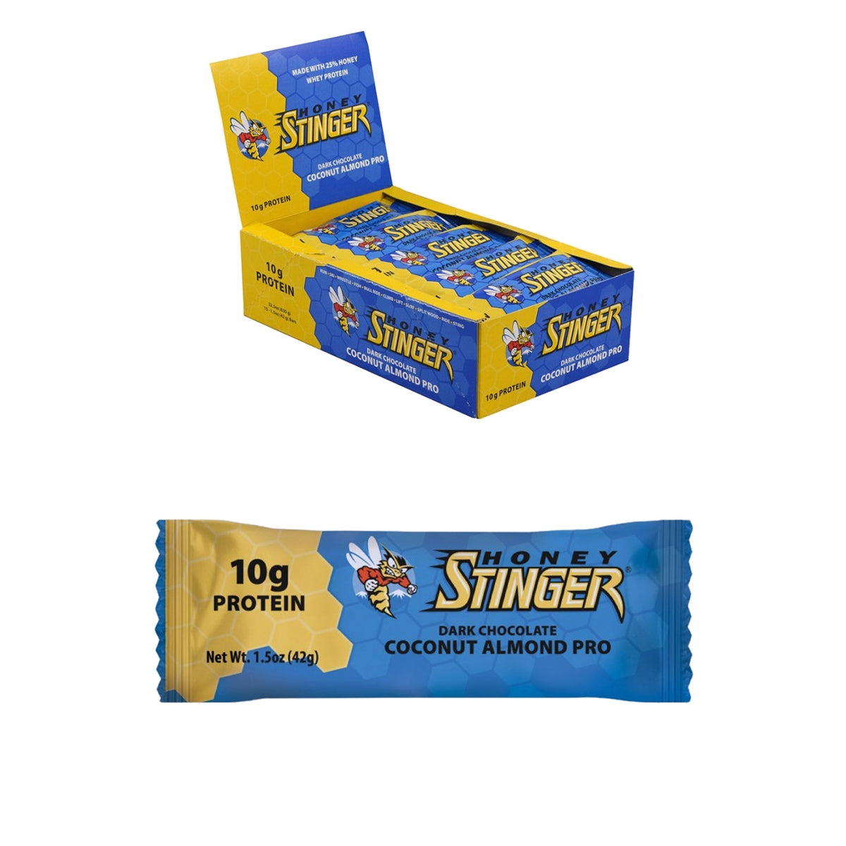 HONEY STINGER FOOD HS BAR PROTEIN SM D-CH/COC/ALM Bxof15 - HONEY STINGER