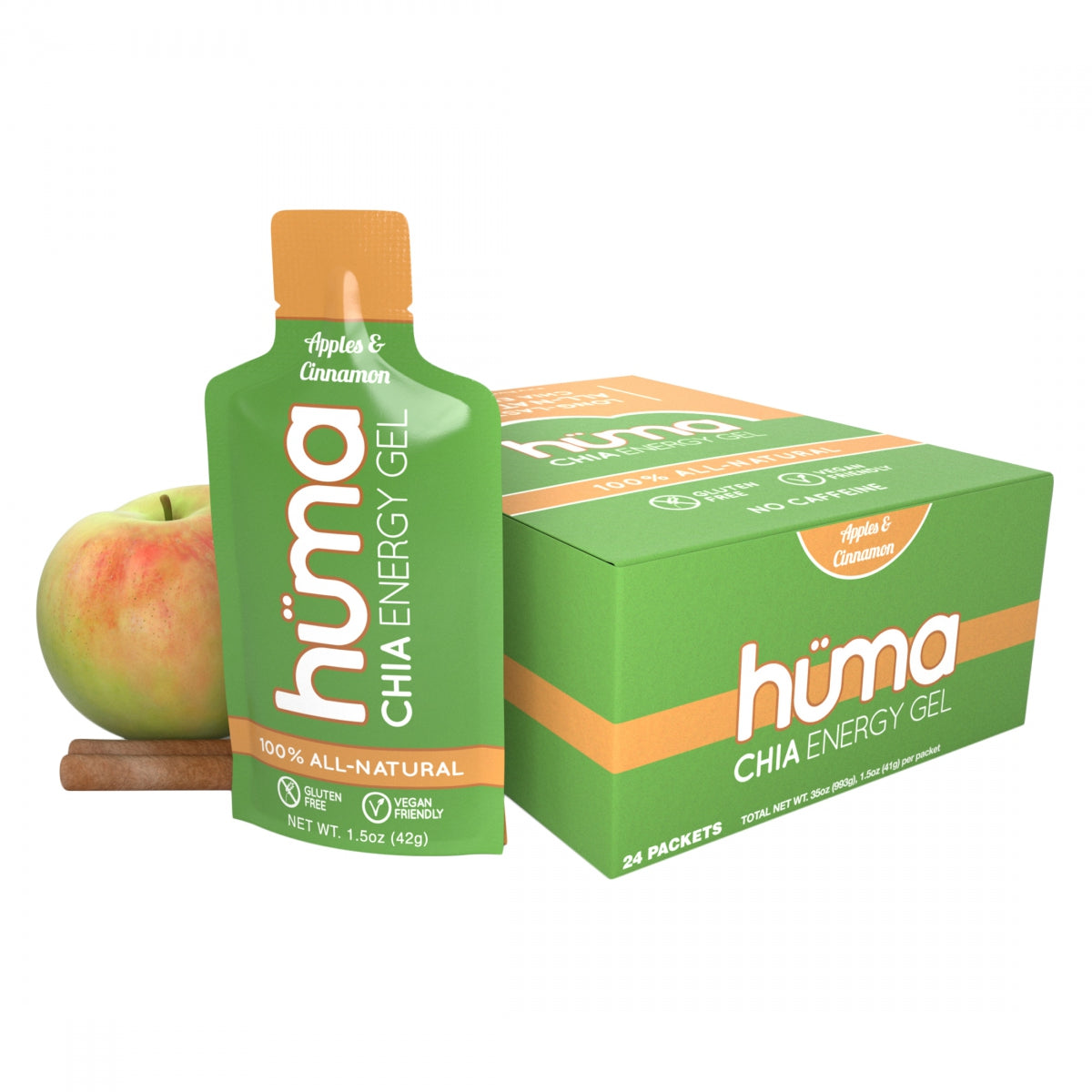 HUMA FOOD HUMA CHIA ENERGY GEL APPLE&CIN BXof24 - HUMA