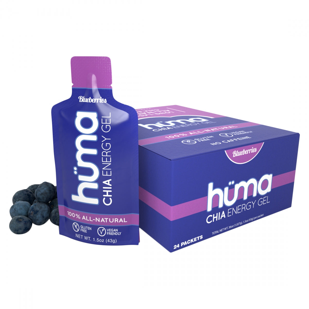 HUMA FOOD HUMA CHIA ENERGY GEL BLUEBERearY BXof24 - HUMA