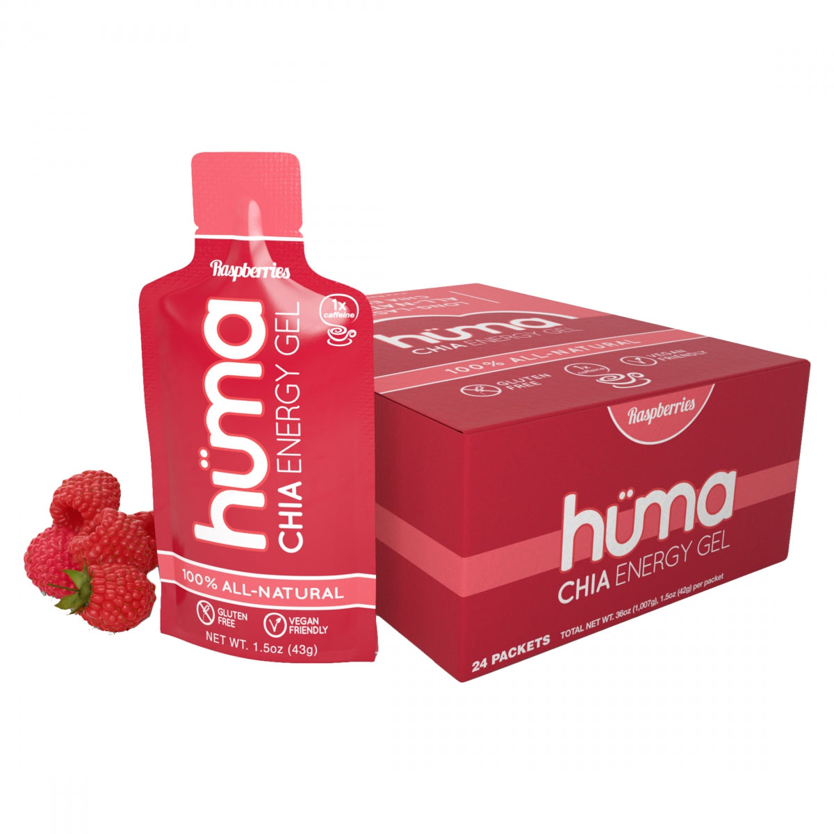 HUMA FOOD HUMA CHIA ENERGY GEL RASPBERearY BXof24 - HUMA