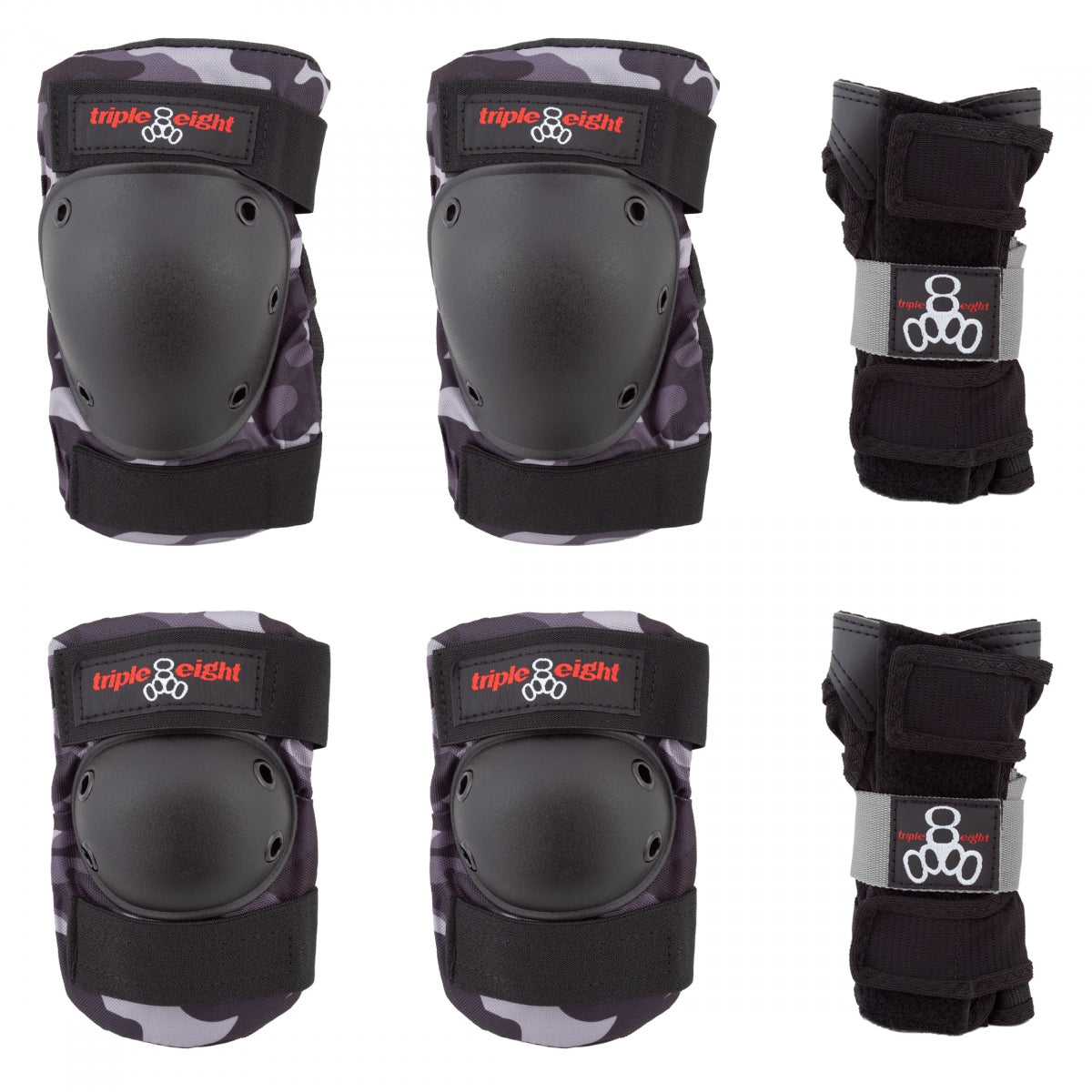 TRIPLE EIGHT PAD SET TRIPLE8 SAVER-3 ELBO/KNE/WRST MD CHARCOAL CAMO - TRIPLE EIGHT