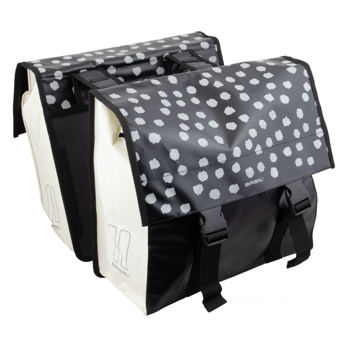 BASIL BAG BASIL PANNIER URBAN LOAD DOUBLE UBS BK/REF-WH - BASIL