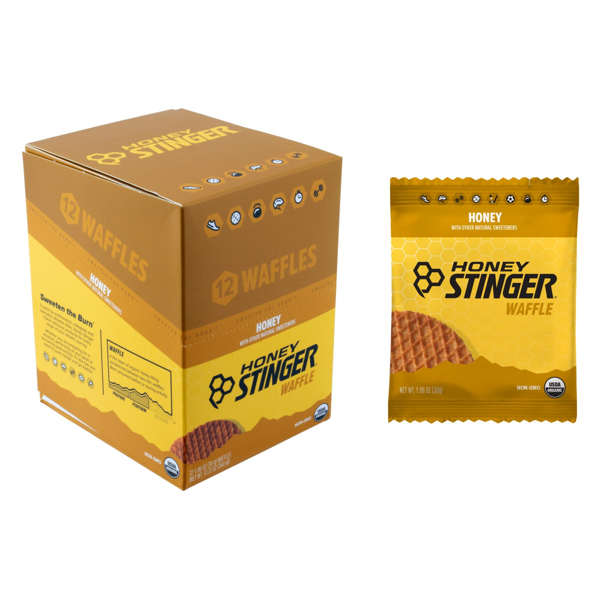 HONEY STINGER FOOD HS WAFFLE ORGANIC HONEY BXof12 - HONEY STINGER