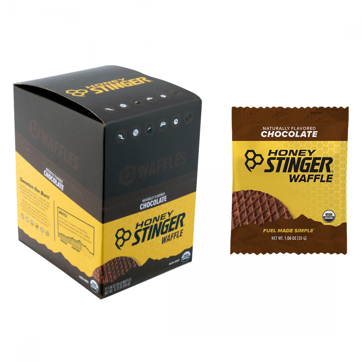 HONEY STINGER FOOD HS WAFFLE ORGANIC CHCOLATE BXof12 - HONEY STINGER