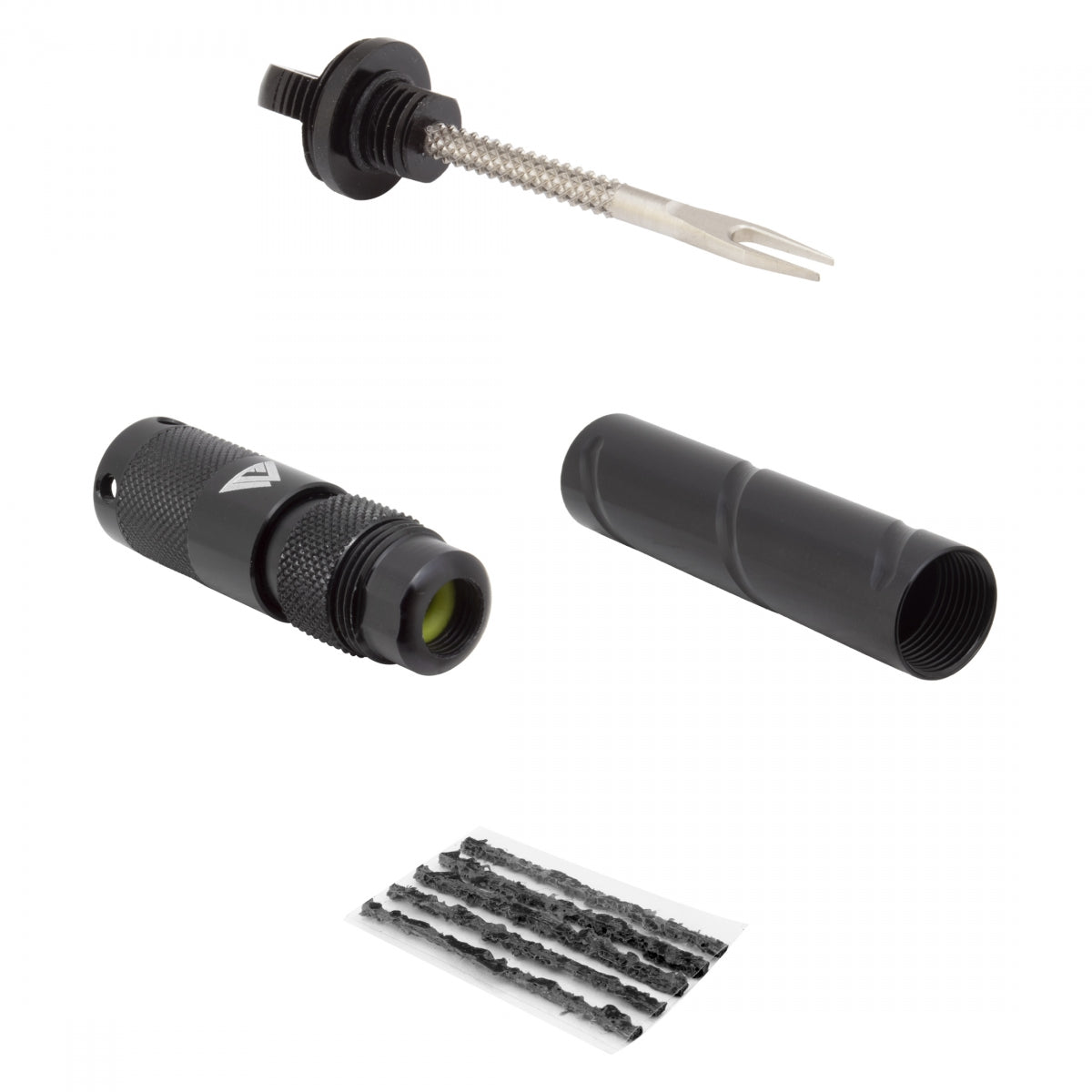 KOM CYCLING PATCH KIT KOM TUBELESS TIRE REPAIR PLUG KIT w/Co2 Adapter ALY BK - KOM CYCLING