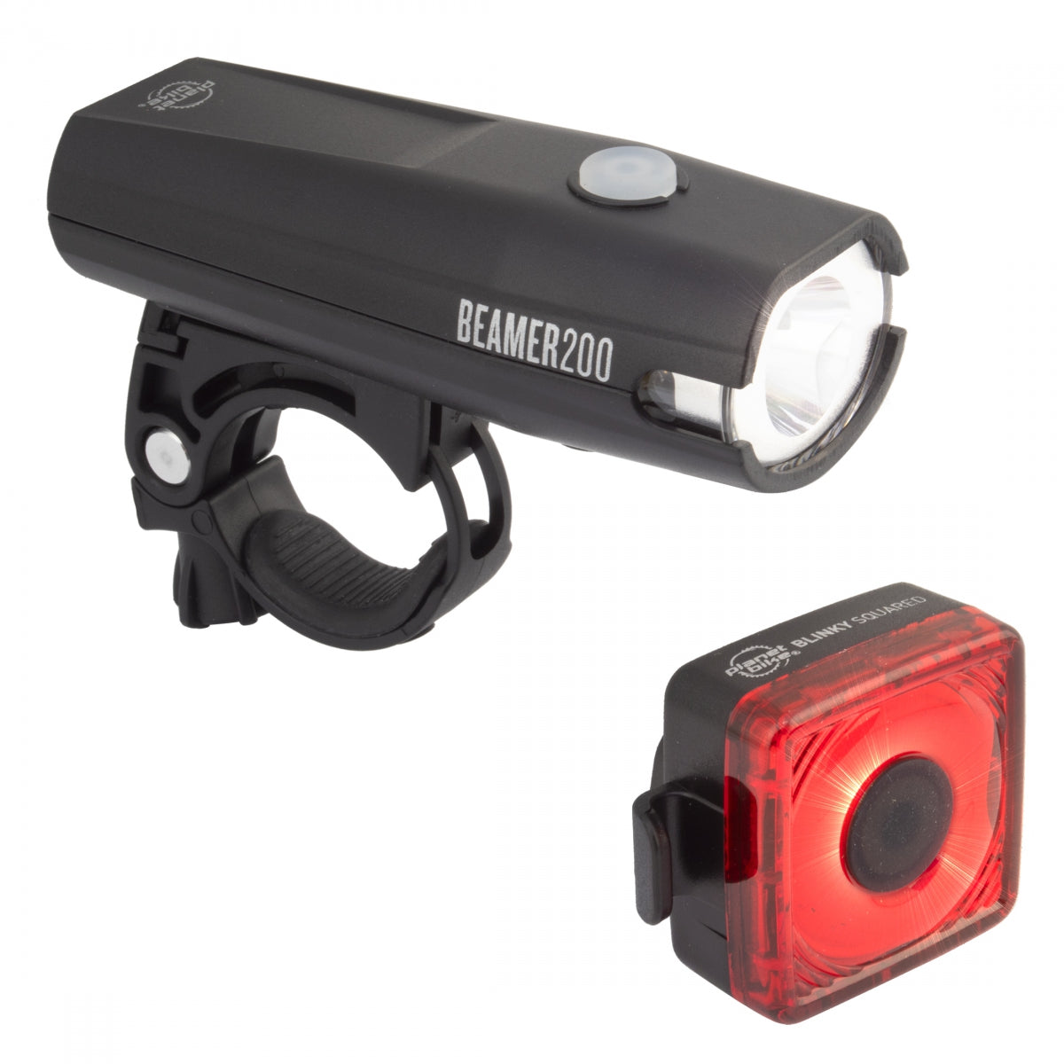 PLANET BIKE LIGHT PB COMBO FRT BEAMER 200 Rear BLINKY SQUARED USB BK - PLANET BIKE