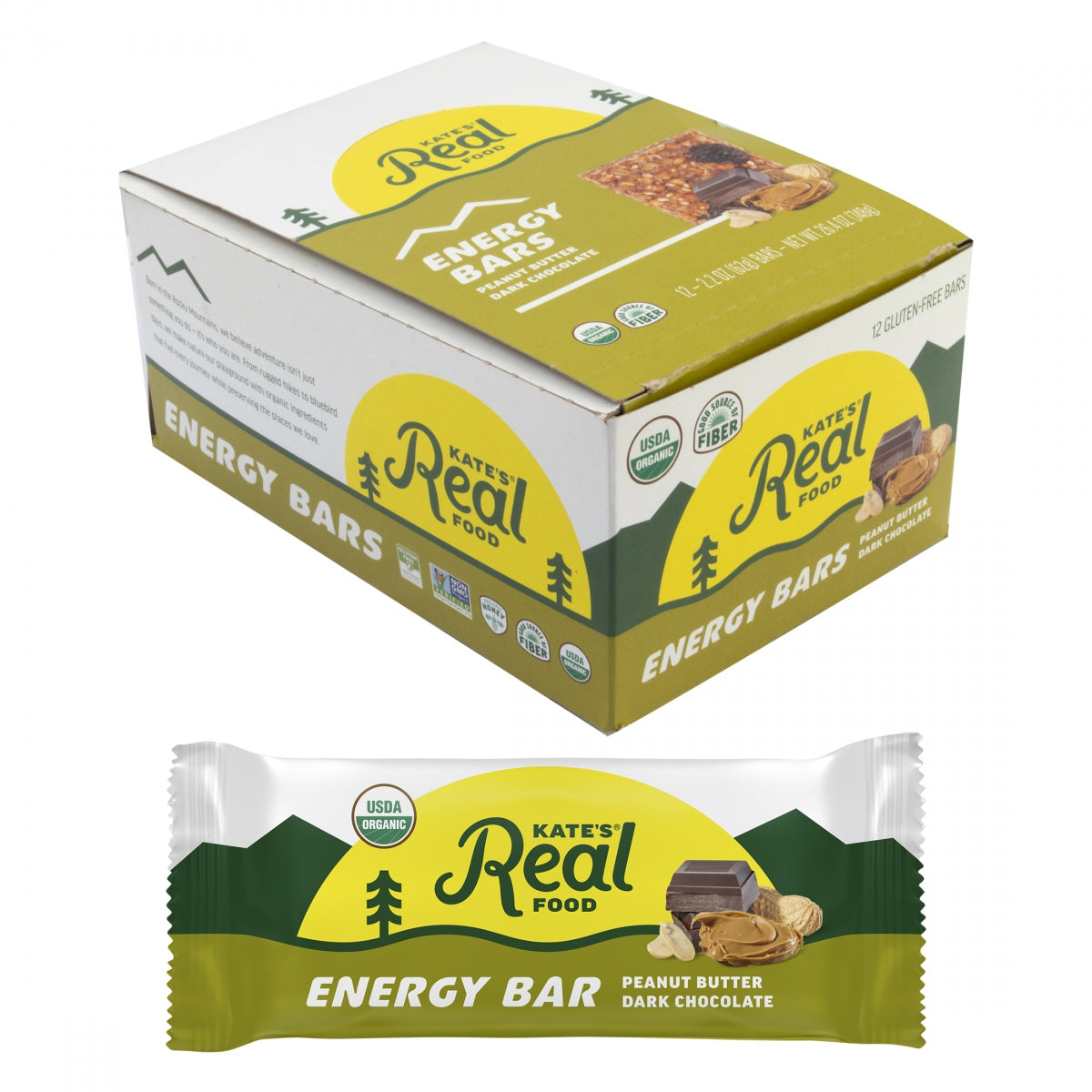 KATES REAL FOOD FOOD KATES REAL BAR ENERGY P-BUTR DARK CHOC BXof12 - KATES REAL FOOD