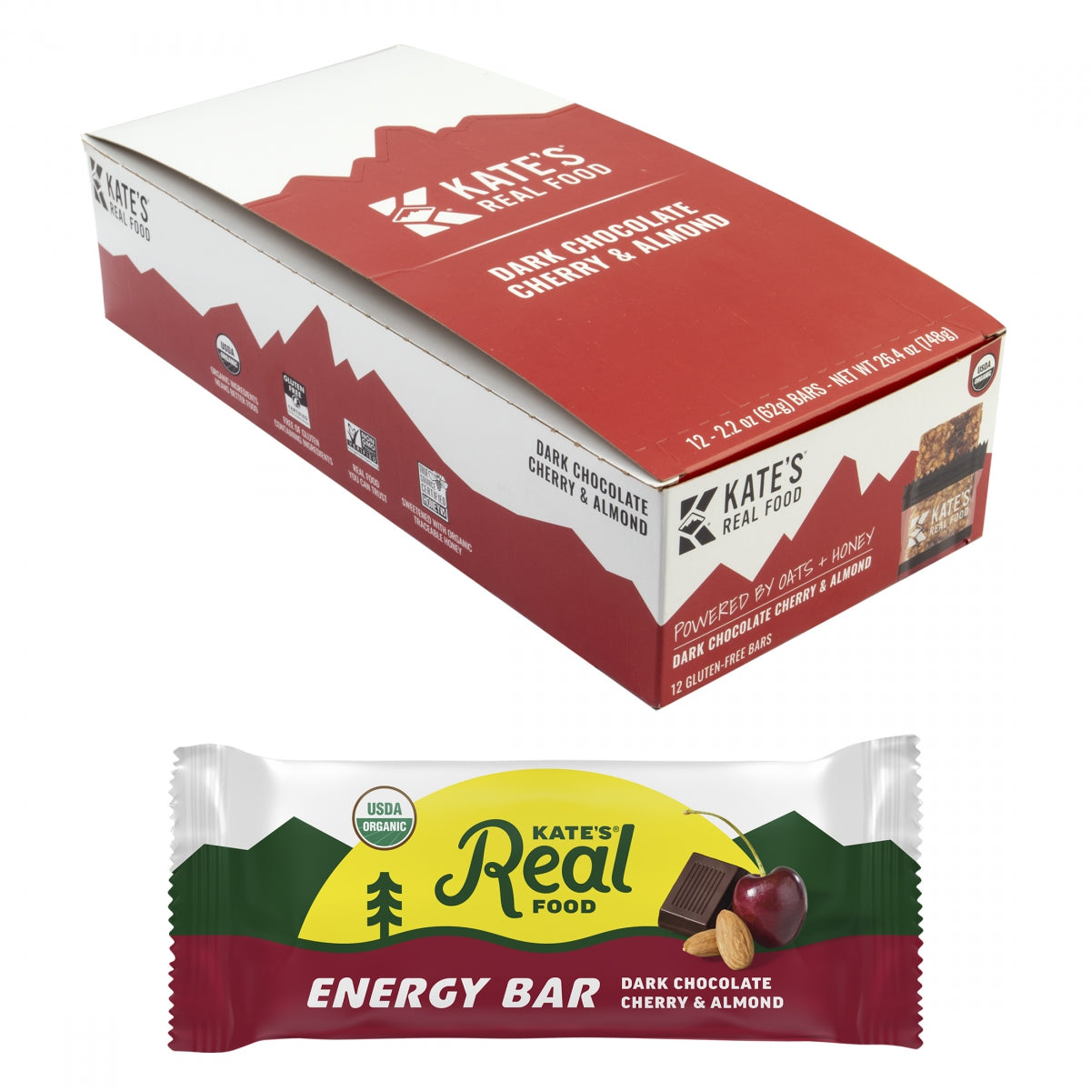 KATES REAL FOOD FOOD KATES REAL BAR ENERGY DARK CHOC CHRY ALMD BXof12 - KATES REAL FOOD