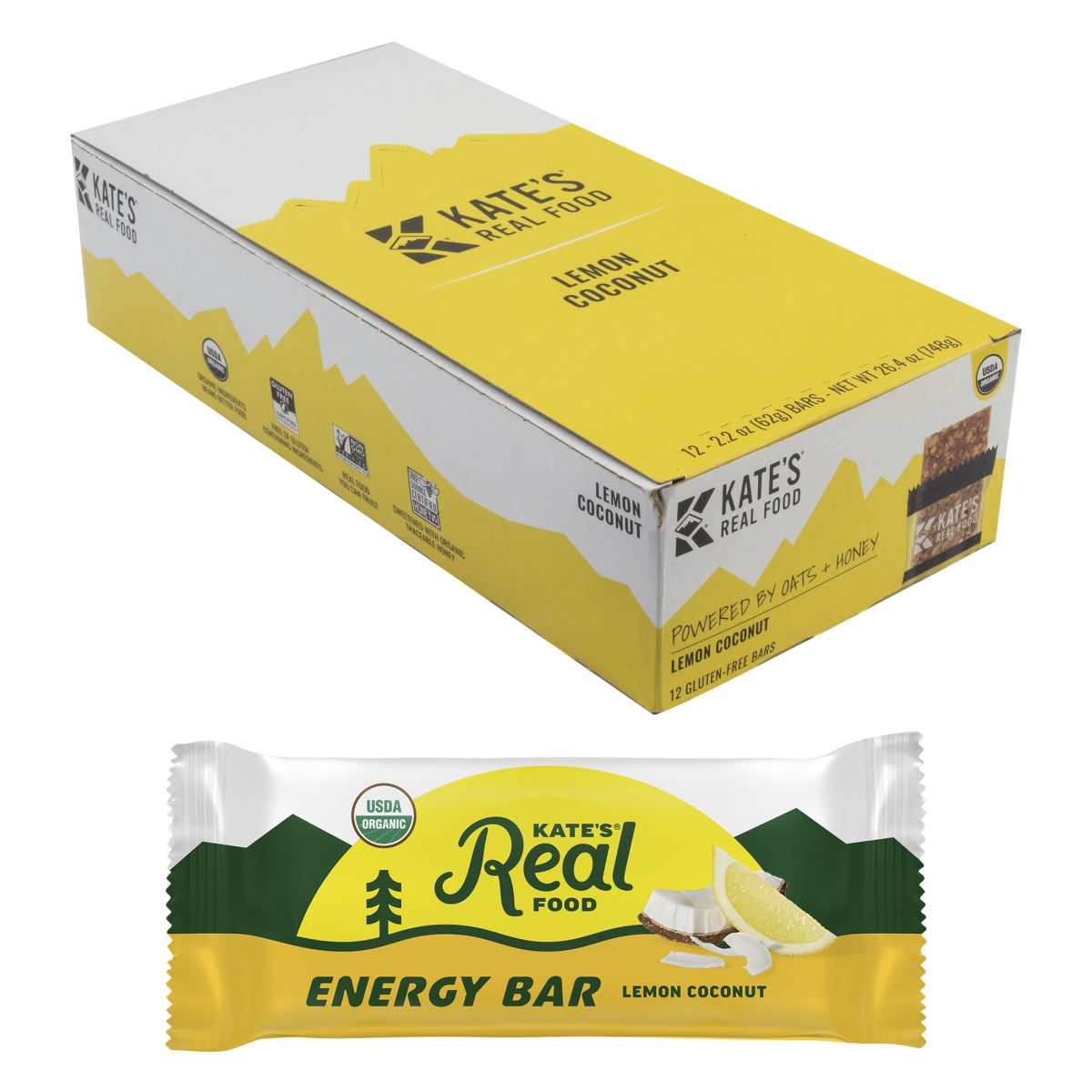 KATES REAL FOOD FOOD KATES REAL BAR ENERGY LEMON COCONUT GINGER BXof12 - KATES REAL FOOD