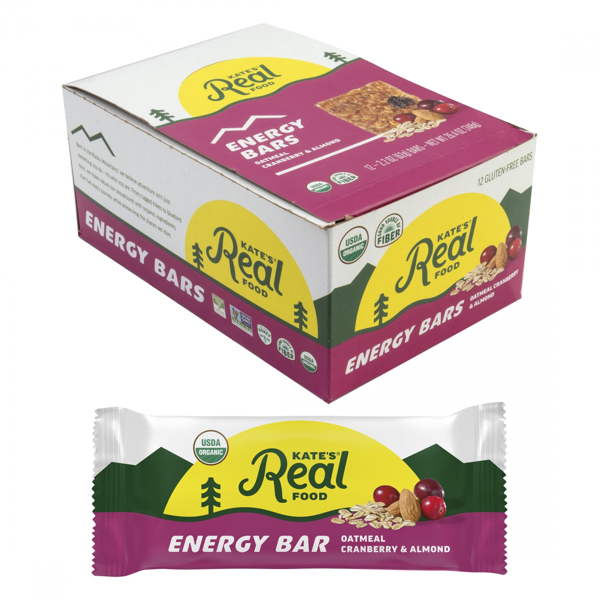 KATES REAL FOOD FOOD KATES REAL BAR ENERGY OATMEAL CRANBRY ALMD BXof12 - KATES REAL FOOD