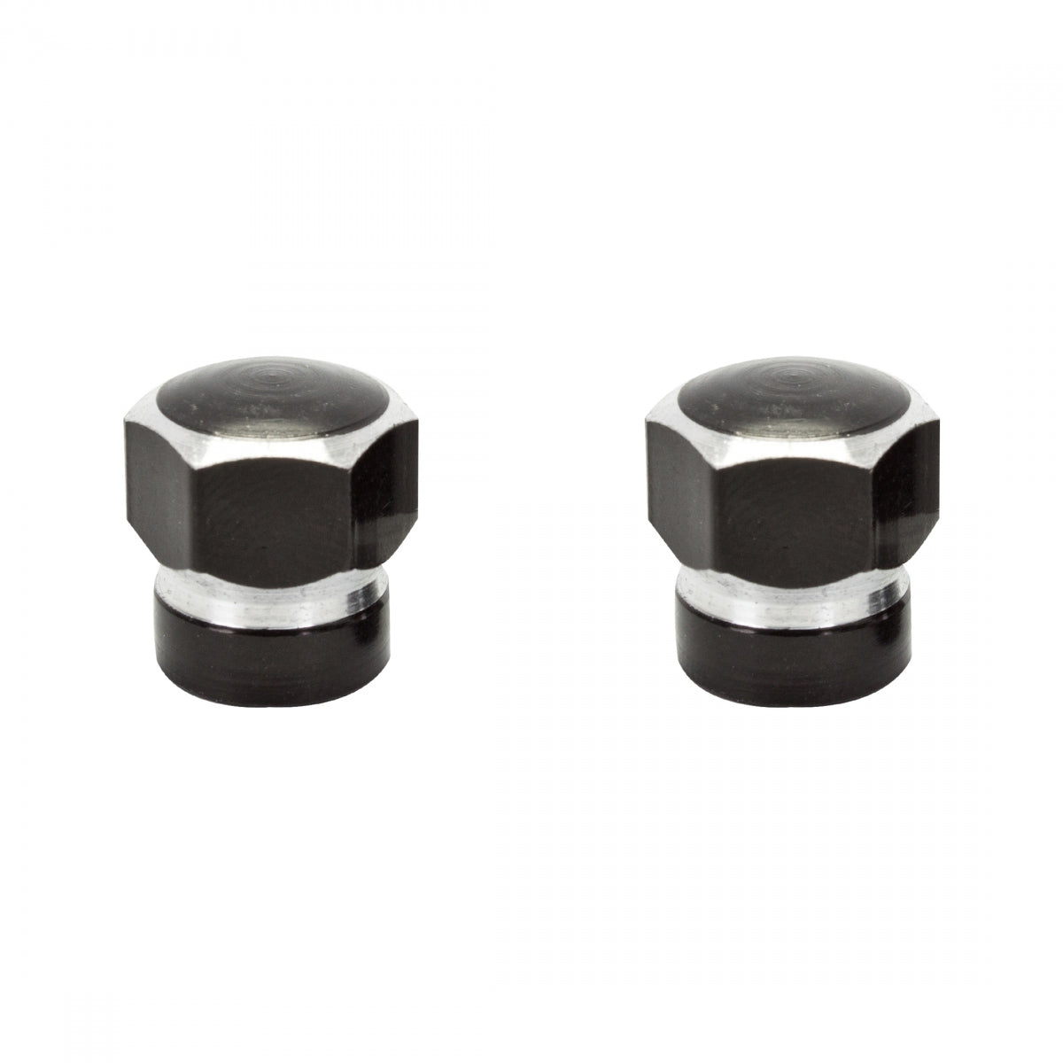 TRIK TOPZ VALVE CAPS TRIKTOPZ HEX 2-TONE BK 1pr/PK - TRIK TOPZ