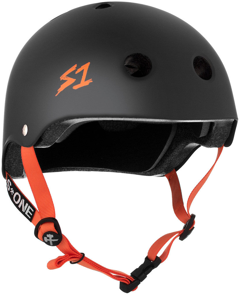 S1 Lifer Helmet - Black Matte w/ Orange Straps