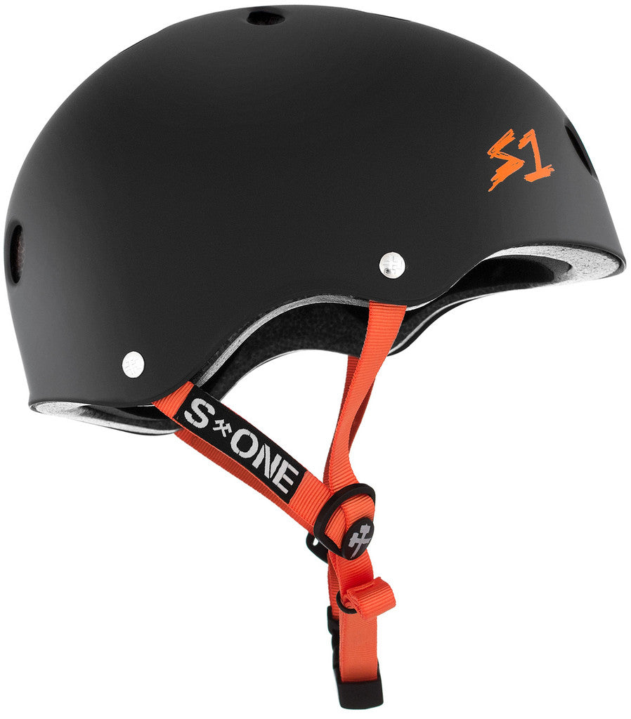 S1 Lifer Helmet - Black Matte w/ Orange Straps